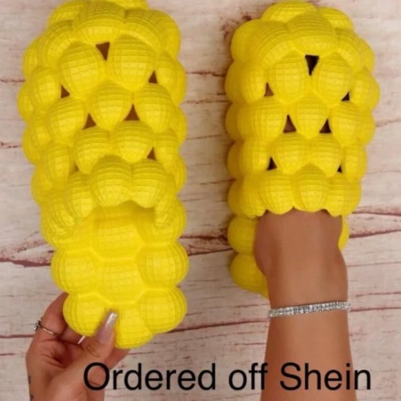 SHEIN Shoes - Yellow Bubbles Slides From Shein